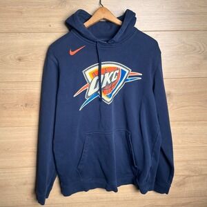 Nike Oklahoma City Thunder NBA Navy Blue Hoodie Sweatshirt‎ Men's L